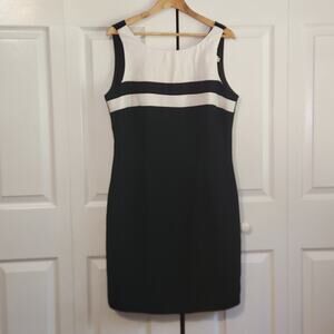 Vintage CDC Women's Black & White Sleeveless Dress Size 14 Classic Business